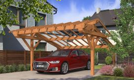 Doppelcarport Cholet 17 | Holz-Nutzungsklasse 3 | Satteldak | Nordische Kiefer | 557x500cm