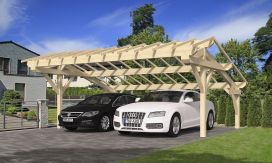 Doppelcarport Cholet 23 | Holz-Nutzungsklasse 2 | Satteldak | Nordische Kiefer | 557x650cm