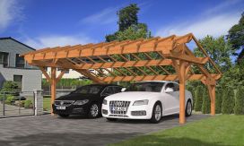 Doppelcarport Cholet 23 | Kiefer KDI | Satteldak | Nordische Kiefer | 557x650cm