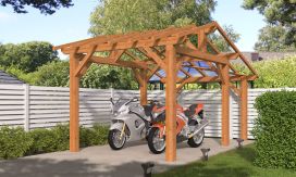 Einzelcarport Volcan 11 | Schutz durch KDI | Satteldak | Nordische Kiefer | 484x300cm