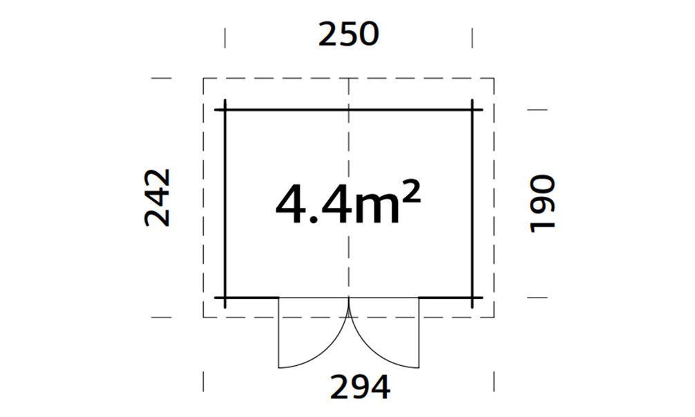 Gartenhaus  Marseille 5 | Flachdach | 44mm | 250x190cm