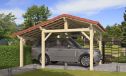 Einzelcarport Volcan 15 | Holz-Nutzungsklasse 2 | Satteldak | Nordische Kiefer | 400x484cm