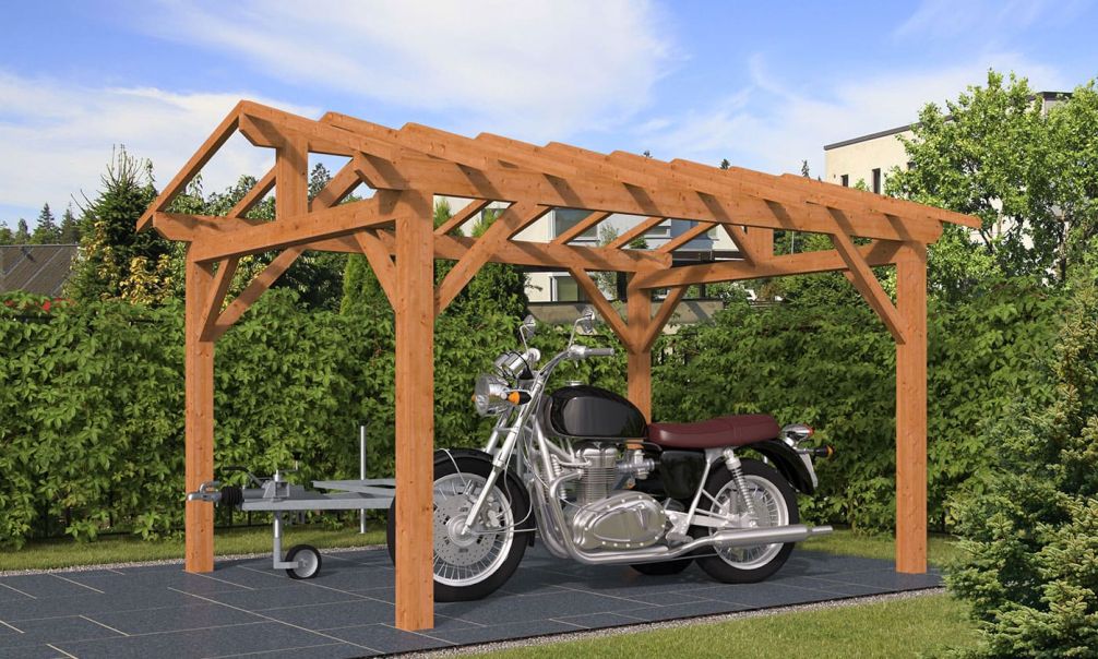 Einzelcarport Thionville 12 | Schutz durch KDI | Satteldak | Nordische Kiefer | 350x450cm