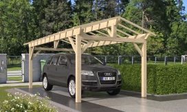 Einzelcarport Thionville 18 | Holz-Nutzungsklasse 2 | Satteldak | Nordische Kiefer | 350x650cm