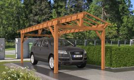 Einzelcarport Thionville 18 | Schutz durch KDI | Satteldak | Nordische Kiefer | 350x650cm