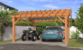 Doppelcarport Thionville 18 | Kesseldruckimprägniert | Satteldak | Nordische Kiefer | 550x600cm