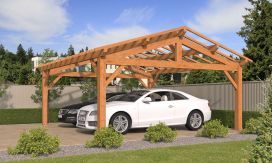 Doppelcarport Thionville 33 | Kesseldruckimprägniert | Satteldak | Nordische Kiefer | 650x600cm