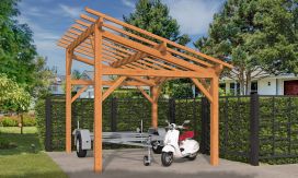 Einzelcarport Le Havre 12 | Schutz durch KDI | Pultdach | Nordische Kiefer | 350x450cm