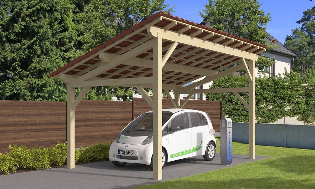 Einzelcarport Le Havre 15 | Holz-Nutzungsklasse 2 | Pultdach | Nordische Kiefer | 350x550cm