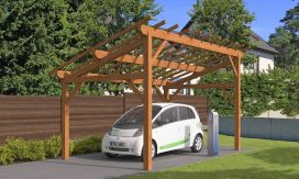 Einzelcarport Le Havre 15 | Schutz durch KDI | Pultdach | Nordische Kiefer | 350x550cm