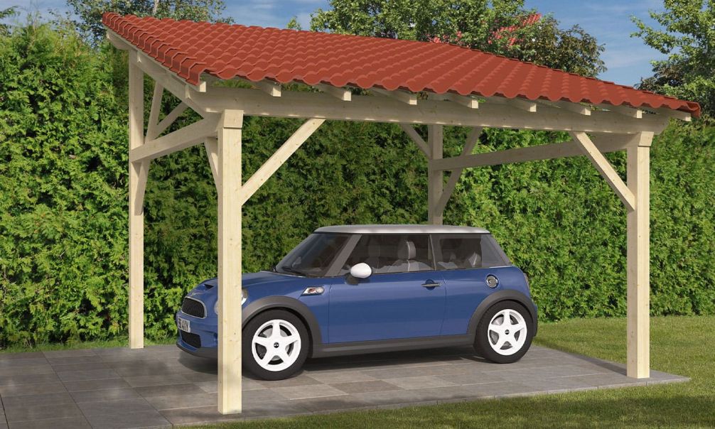 Einzelcarport Le Havre 16 | Holz-Nutzungsklasse 2 | Pultdach | Nordische Kiefer | 450x450cm