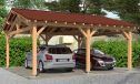 Doppelcarport Strélizia | Satteldach | aus Douglasienholz | 660x660cm