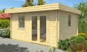Holz-Gartenhaus Lacanau 44 - 44mm Blockbohlenhaus - Gartenhaus Lounge - Flachdach - Fichte - 15.15m²