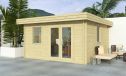 Holz-Gartenhaus Lacanau 70 - 70mm Blockbohlenhaus - Gartenhaus Lounge - Flachdach - Fichte - 15.30m²