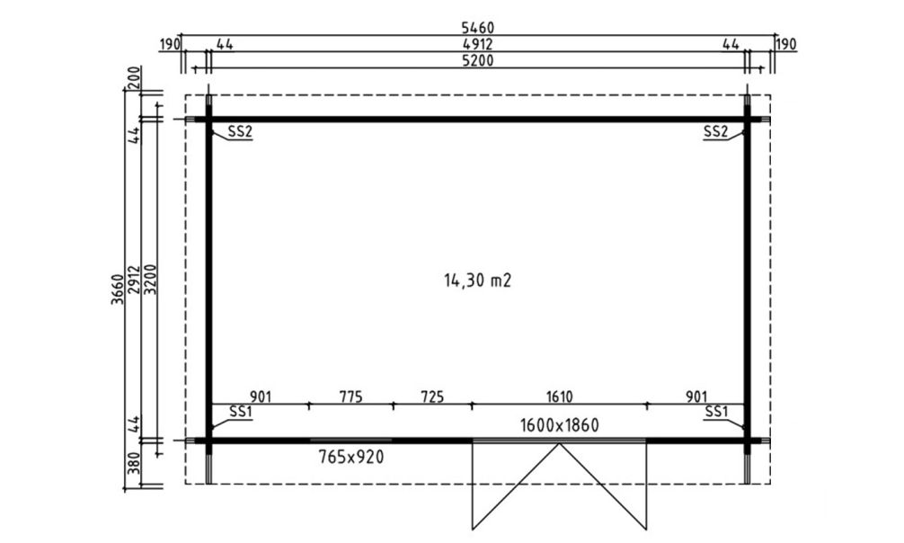 Holz-Gartenhaus New York 16  - 44mm Blockbohlenhaus - Gartenhaus Lounge - Flachdach - Fichte - 14.28m²