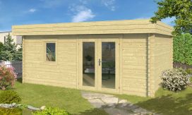 Holz-Gartenhaus New York 21F - 70mm Blockbohlenhaus - Gartenhaus Lounge - Flachdach - Fichte - 18.76m²
