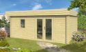 Holz-Gartenhaus New York 21F - 70mm Blockbohlenhaus - Gartenhaus Lounge - Flachdach - Fichte - 18.76m²