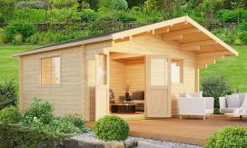Gartenhaus Zanzibar 3 +  Schleppdach 150cm | Satteldach | Wandstärke 70mm | 485x575cm