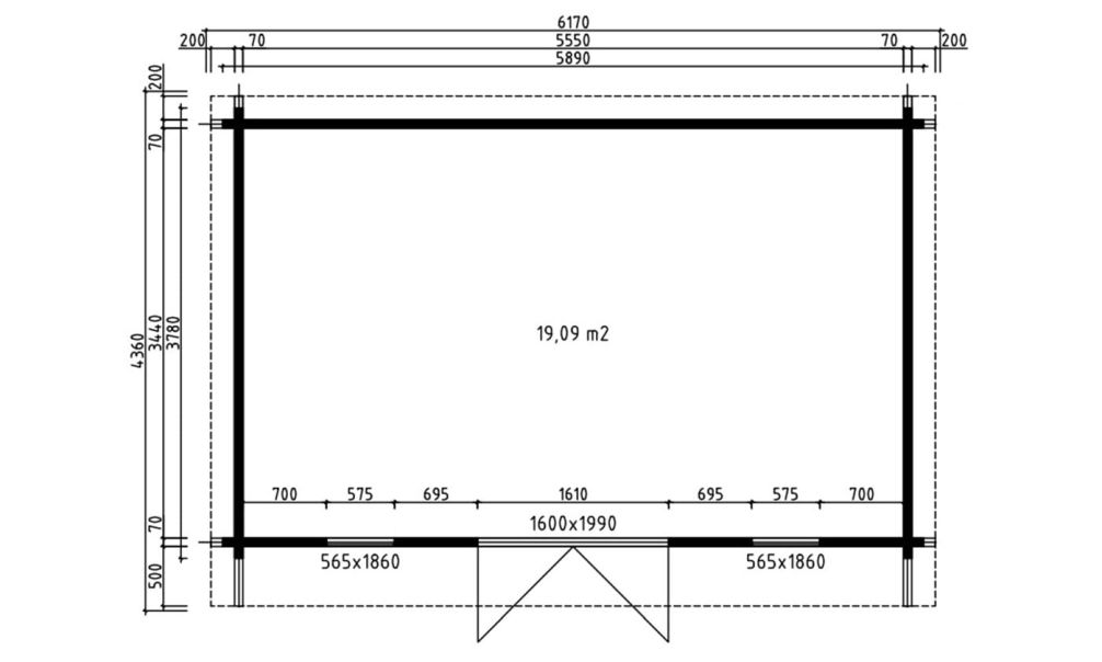 Holz-Gartenhaus Grand Cannes - 70mm Blockbohlenhaus - Gartenhaus Lounge - Flachdach - Fichte - 19.10m²