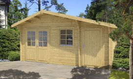 Gartenhaus  Berlin 485 x 350 x 270 cm + Schleppdach 50 cm | Satteldach |  Wandstärke 44mm