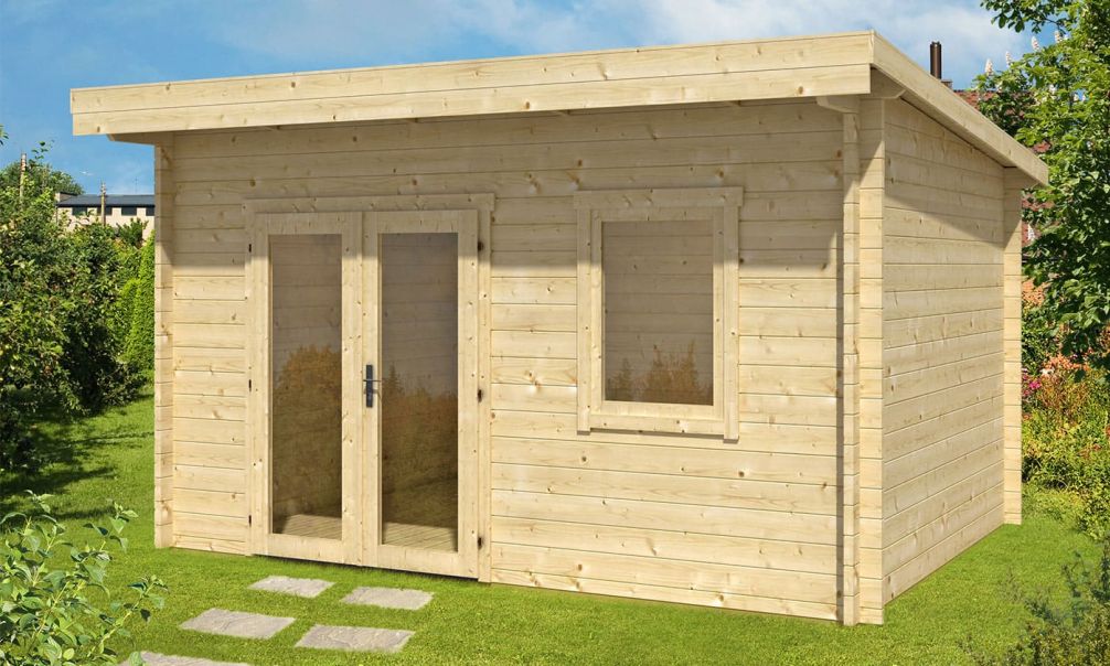 Gartenhaus Nîmes | Pultdach | Wandstärke 44mm | 409x309cm
