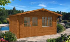 Holz-Gartenhaus Andernos - 44mm Blockbohlenhaus - Kesseldruckimprägniert - Satteldach - Fichte - 15.15m²