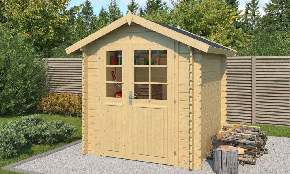 Gartenhaus Ardennes | Satteldach | Wandstärke 34mm | 190x190cm