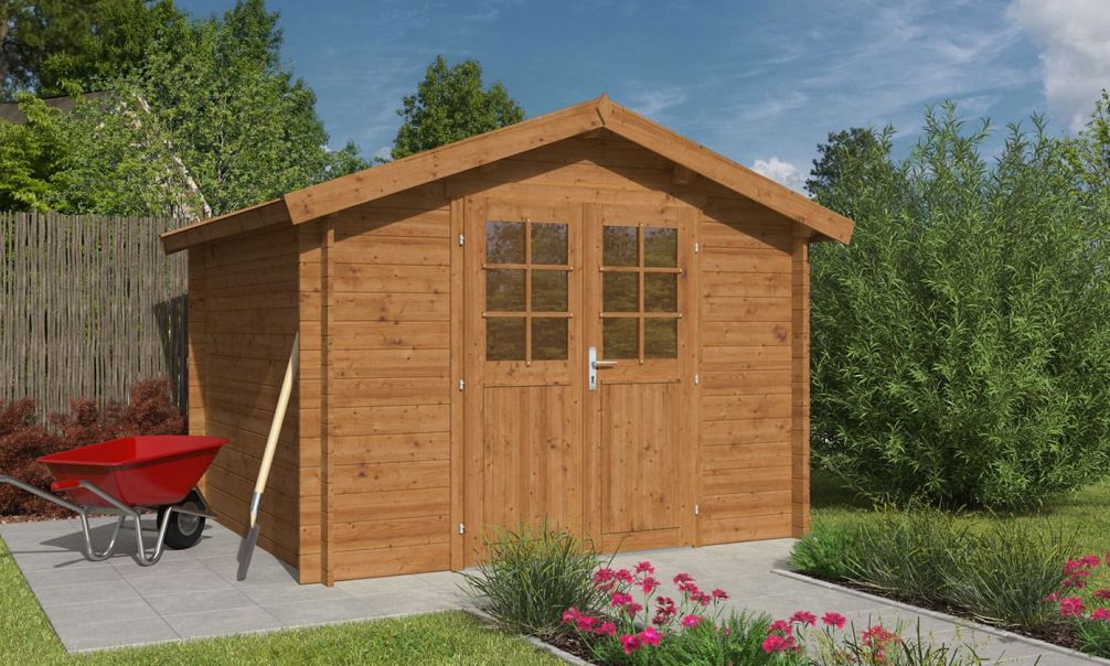 Gartenhaus Violette 7 | KDI | Satteldach | Wandstärke 34mm | 278x238cm
