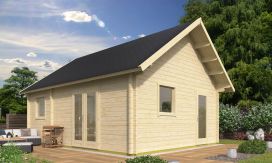 Holz-Gartenhaus Volta 70 - 70mm Blockhaus - Ferienhaus - Satteldach - natur - 31+10m2
