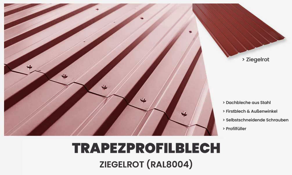 Trapezprofilblech in grau oder rot | Holzgarage Bordeaux
