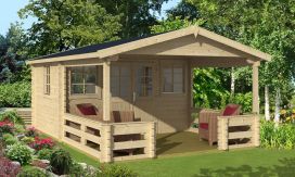 Gartenhaus Belfort + Schleppdach 260 cm | Satteldach | Wandstärke 44mm | 360x279cm