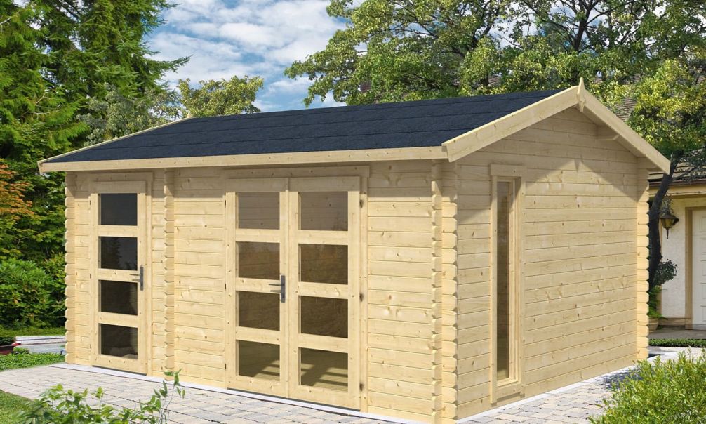 Gartenhaus Carroz |  Satteldach | Wandstärke 44mm | 456x360 cm
