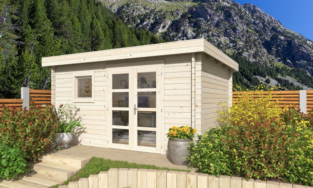 Gartenhaus Marseille 11 | Flachdach | Wandstärke 44mm | 390x300cm