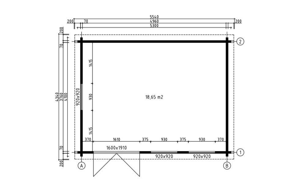 Holz-Gartenhaus Nice 70 - 70mm Blockbohlenhaus - Satteldach - Fichte - 18.70m2