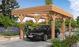 Einzelcarport Ononis | Flachdach | aus Douglasienholz | 380x620cm