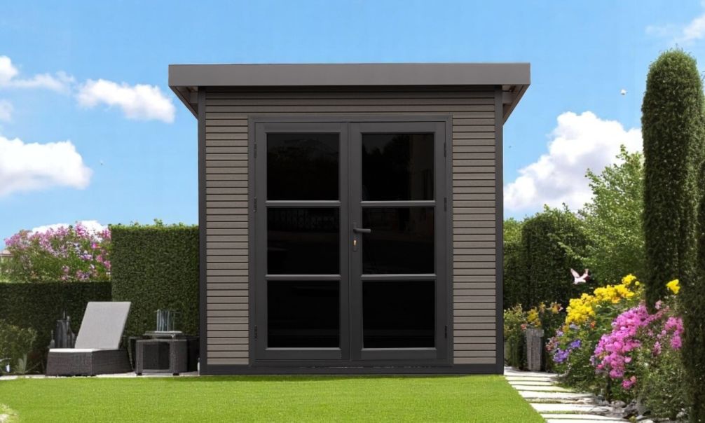 WPC-Gartenhaus AUTRANS | Pultdach | Wandstärke 28mm | 223X223cm