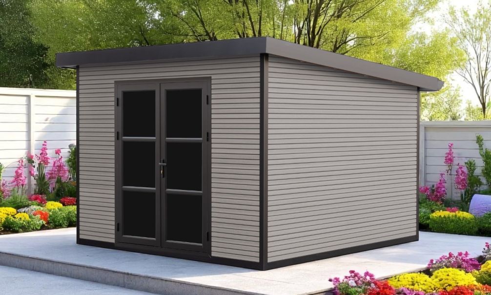 WPC-Gartenhaus Rencurel | Pultdach | Wandstärke 28mm | 290x290cm