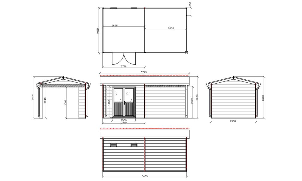 WPC-Gartenhaus MILINA | Satteldach | Wandstärke 28mm | Hellgraue Wände | 600x300cm