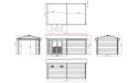 WPC-Gartenhaus MILINA | Satteldach | Wandstärke 28mm | Hellgraue Wände | 600x300cm