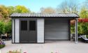 WPC-Gartenhaus MILINA | Satteldach | Wandstärke 28mm | Hellgraue Wände | 600x300cm