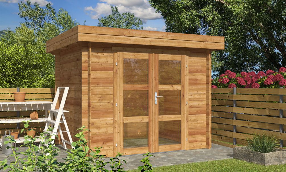 Gartenhaus CAMBIA 5 | Flachdach | Kesseldruckimprägniert | Wandstärke 34mm | 250x190cm