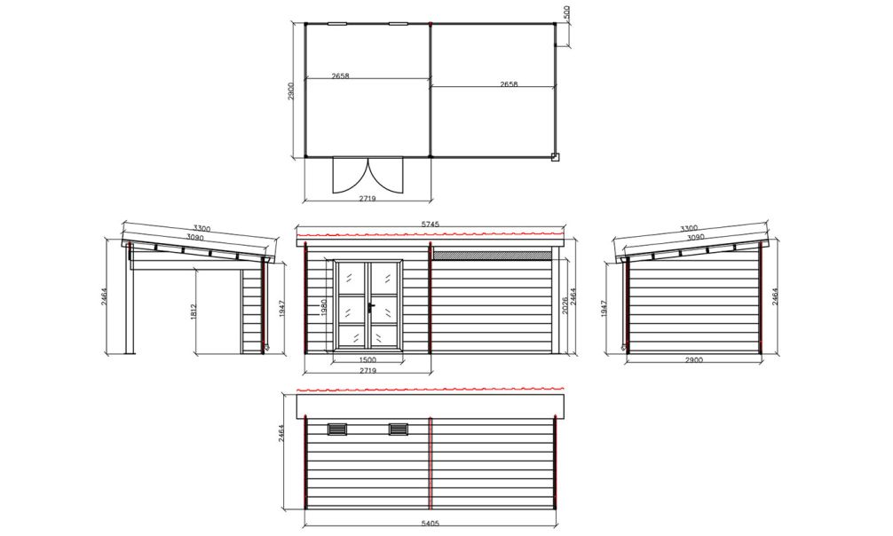 WPC-Gartenhaus DOMOKOS | Pultdach | Wandstärke 28mm | Hellgrau | 600x300cm