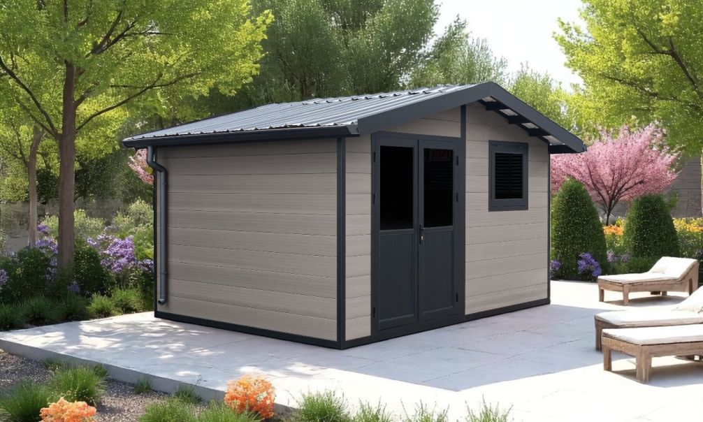 WPC-Gartenhaus MONTREUIL | Satteldach | Wandstärke 28mm |  394x290cm