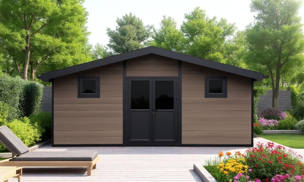 WPC-Gartenhaus POITIERS | Satteldach | Wandstärke 28mm |  580x290cm