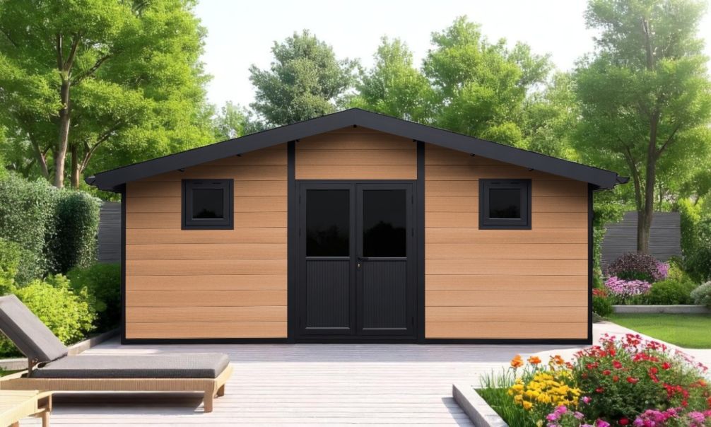 WPC-Gartenhaus POITIERS | Satteldach | Wandstärke 28mm |  580x290cm