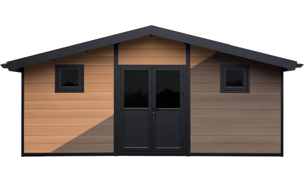WPC-Gartenhaus POITIERS | Satteldach | Wandstärke 28mm |  580x290cm