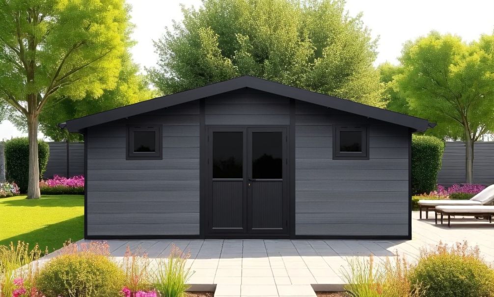 WPC-Gartenhaus AULNAY | Satteldach | Wandstärke 28mm |  580x290cm