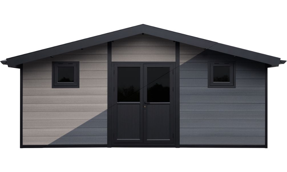 WPC-Gartenhaus AULNAY | Satteldach | Wandstärke 28mm |  580x290cm