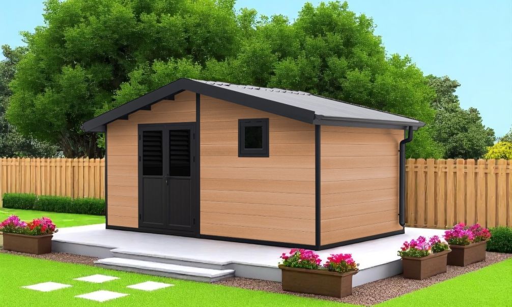 WPC-Gartenhaus CAYENNE | Satteldach | Wandstärke 28mm |500x290cm