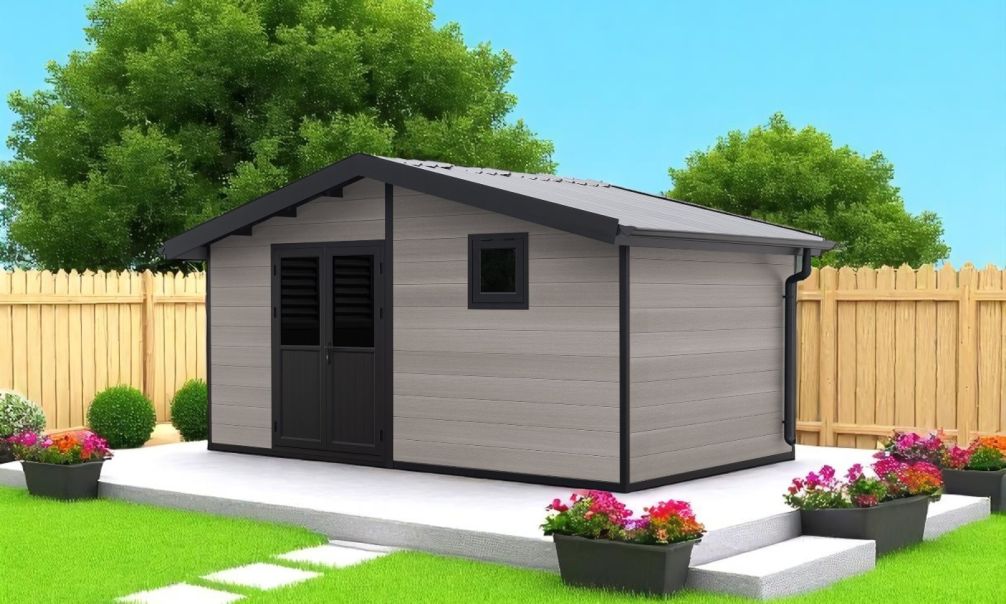 WPC-Gartenhaus TROYES | Satteldach | Wandstärke 28mm | 500x290cm